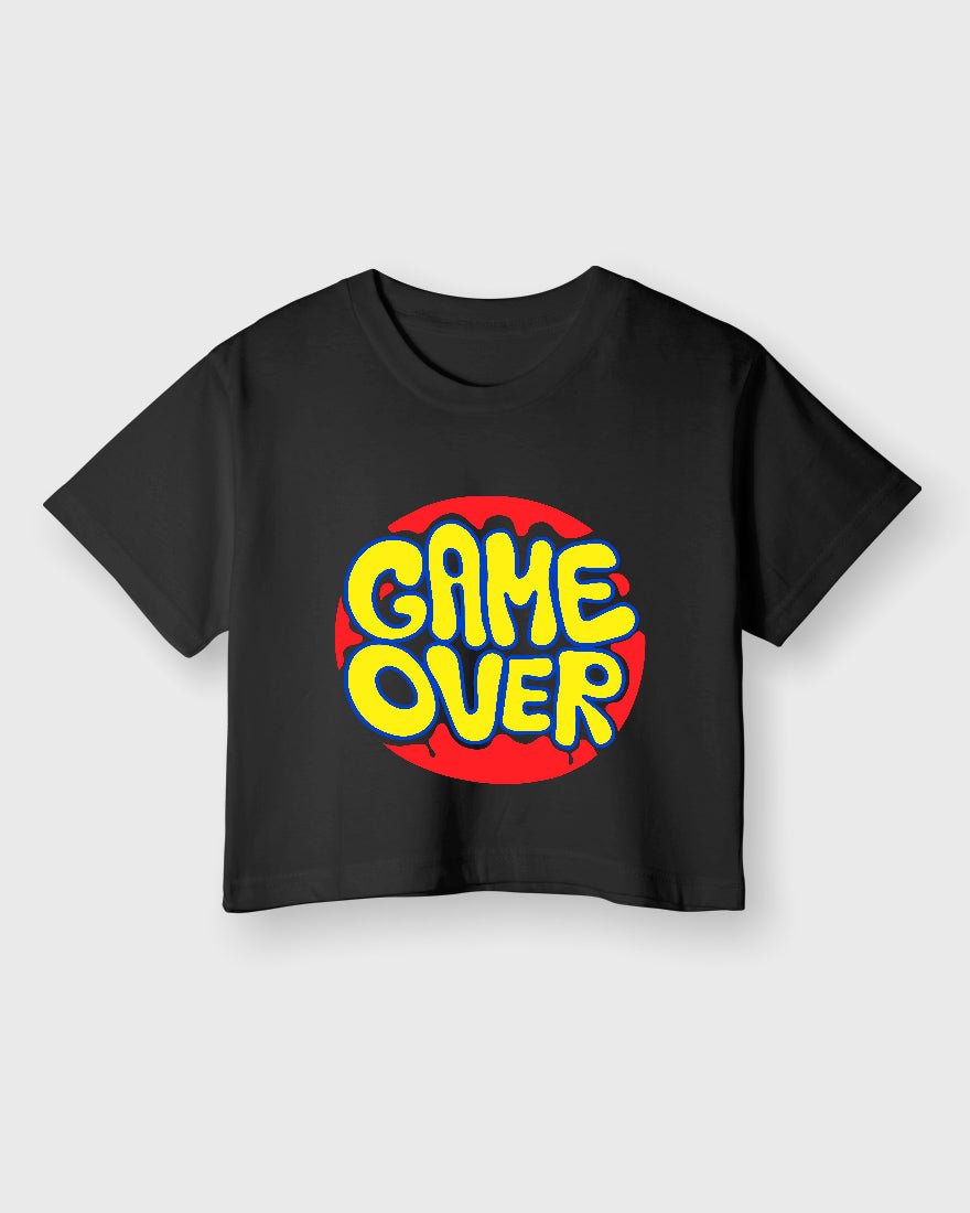 Womens Cropped TShirt Funky Game Over