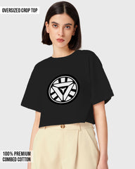 Womens Oversized Cropped TShirt Movies Iron Man Arc Reacter