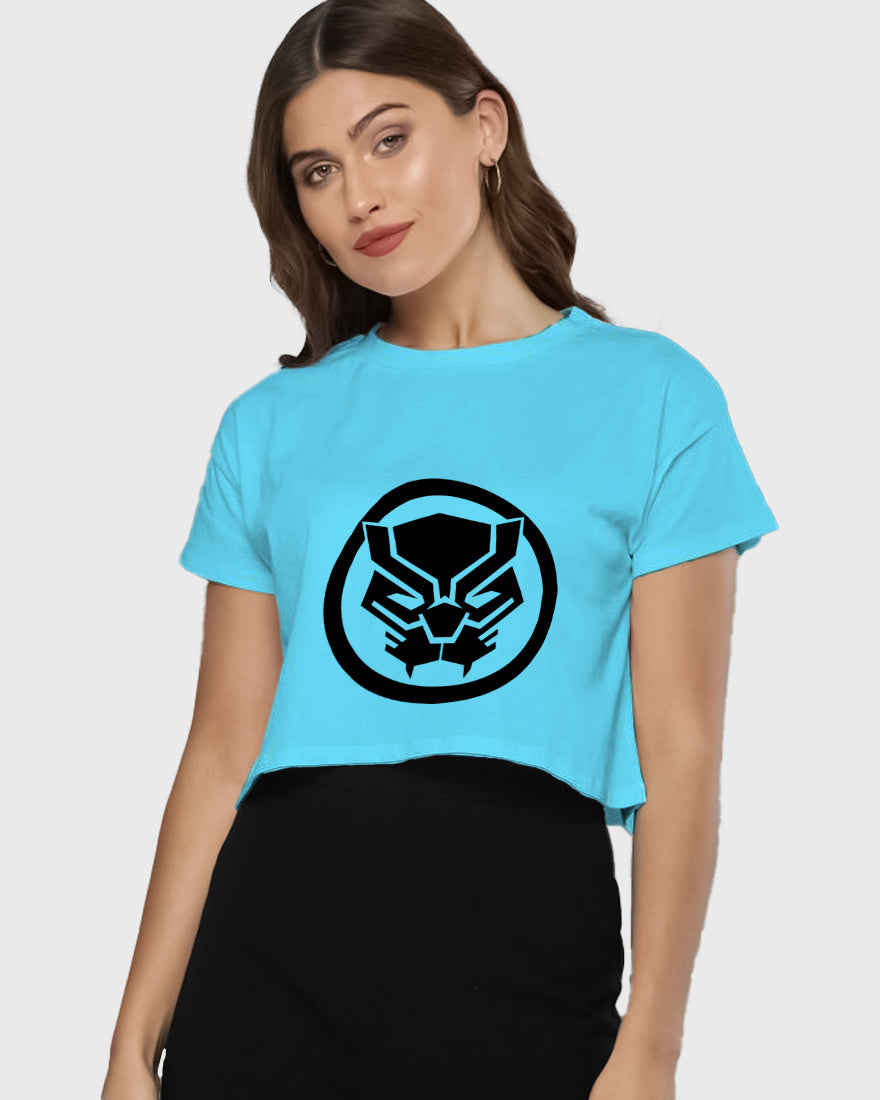 Womens Cropped TShirt Movies Black Panther Logo