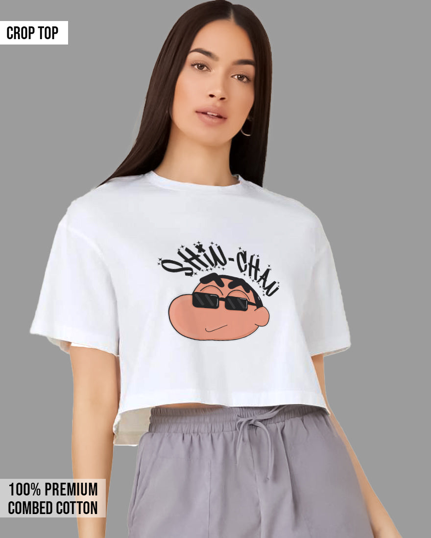 Womens Cropped TShirt Cartoon Sinchan