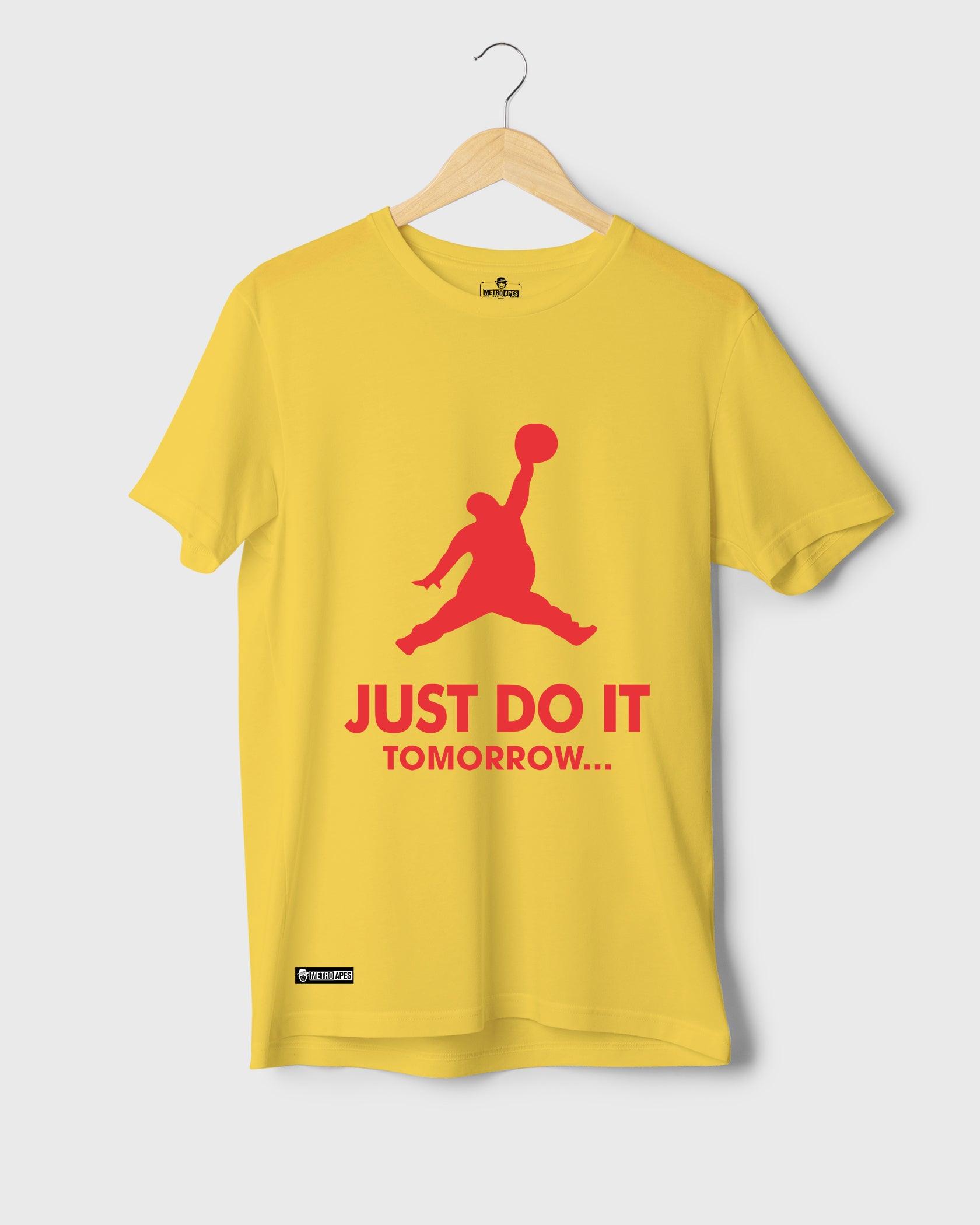 Mens T-Shirt Funky Logo Spoofs Just Do It Tomorrow - Metro Apes