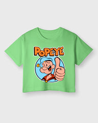 Womens Cropped TShirt Cartoon Popeye