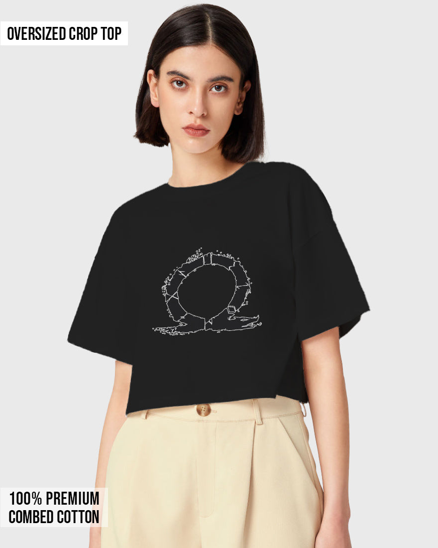 Womens Oversized Cropped TShirt Gaming God Of War Logo