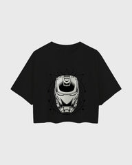 Womens Oversized Cropped TShirt Movies Iron Man Helmet