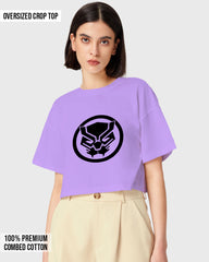 Womens Oversized Cropped TShirt Movies Black Panther Logo