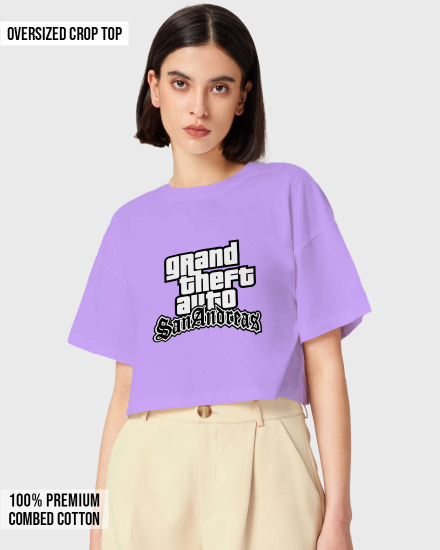 Womens Oversized Cropped TShirt Gaming Gta 3