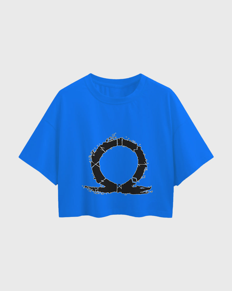 Womens Oversized Cropped TShirt Gaming God Of War Logo