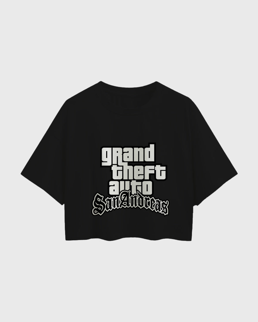 Womens Oversized Cropped TShirt Gaming Gta 3