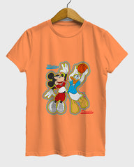 Womens Relaxed Fit TShirt Cartoon Micky & Donald