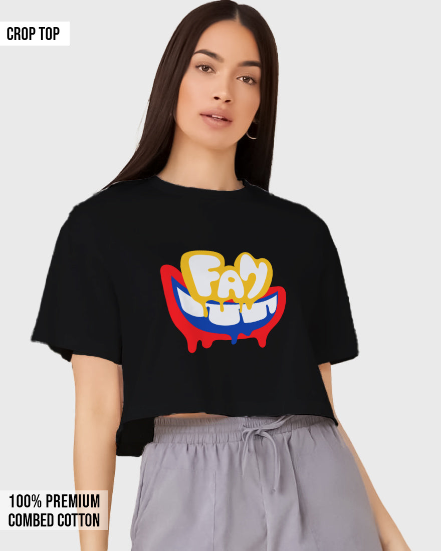 Womens Cropped TShirt Funky Fan