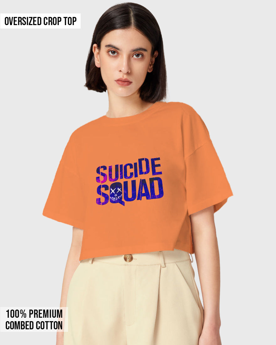 Womens Oversized Cropped TShirt Gaming Suicide Squad Specialops