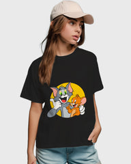 Womens Relaxed Fit TShirt Cartoon Tom & Jerry