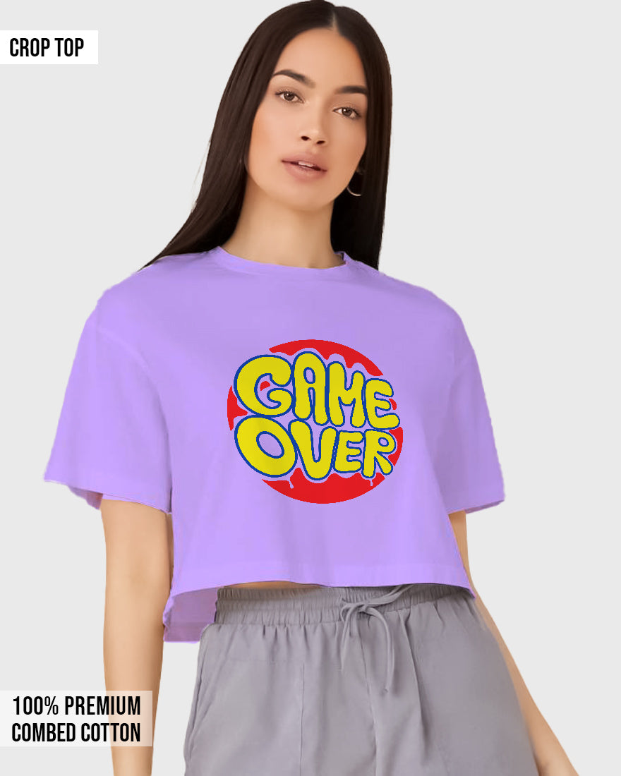 Womens Cropped TShirt Funky Game Over