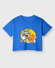 Womens Cropped TShirt Cartoon Tom And Jerry