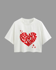 Womens Oversized Cropped TShirt Funky Free Your Mind