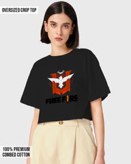 Womens Oversized Cropped TShirt Gaming Free Fire 2