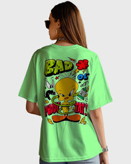 Womens Oversized TShirt Cartoon Angry Tweety