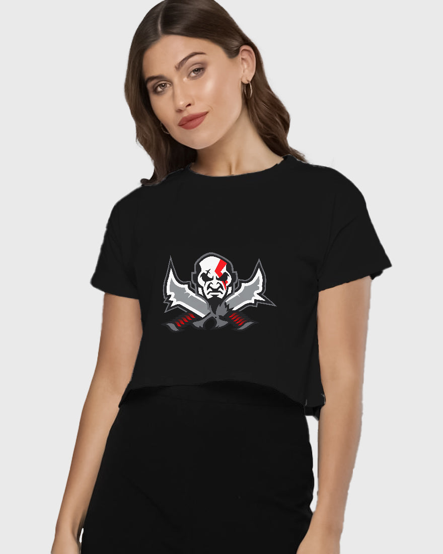 Womens Cropped TShirt Gaming God Of War Kratos