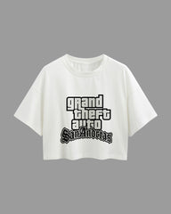 Womens Oversized Cropped TShirt Gaming Gta 3