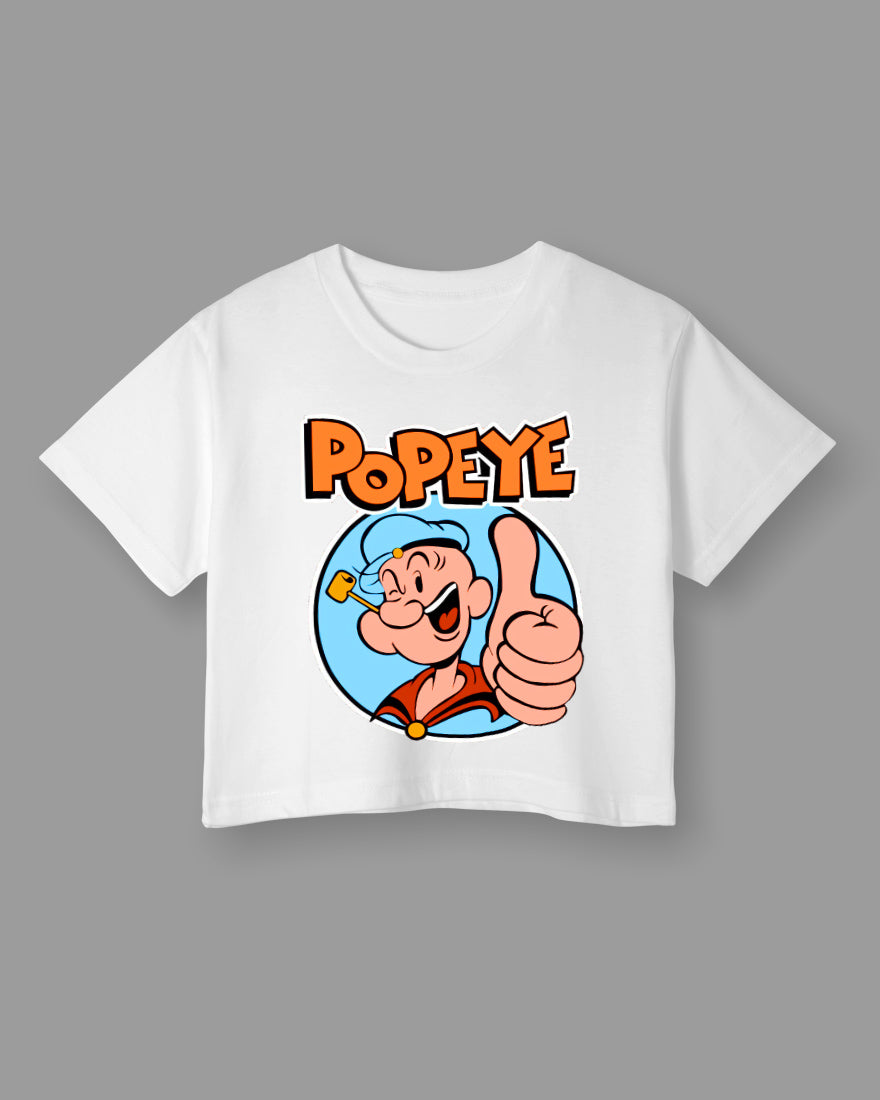 Womens Cropped TShirt Cartoon Popeye