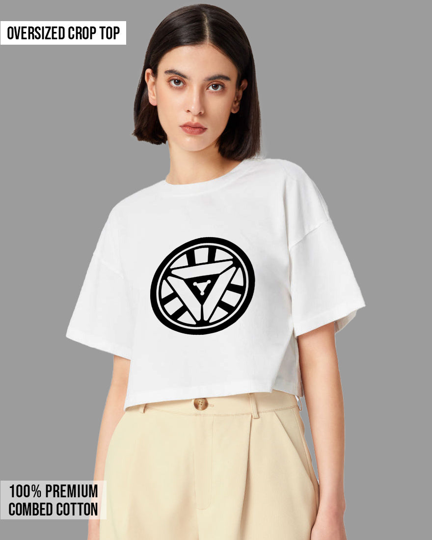 Womens Oversized Cropped TShirt Movies Iron Man Arc Reacter