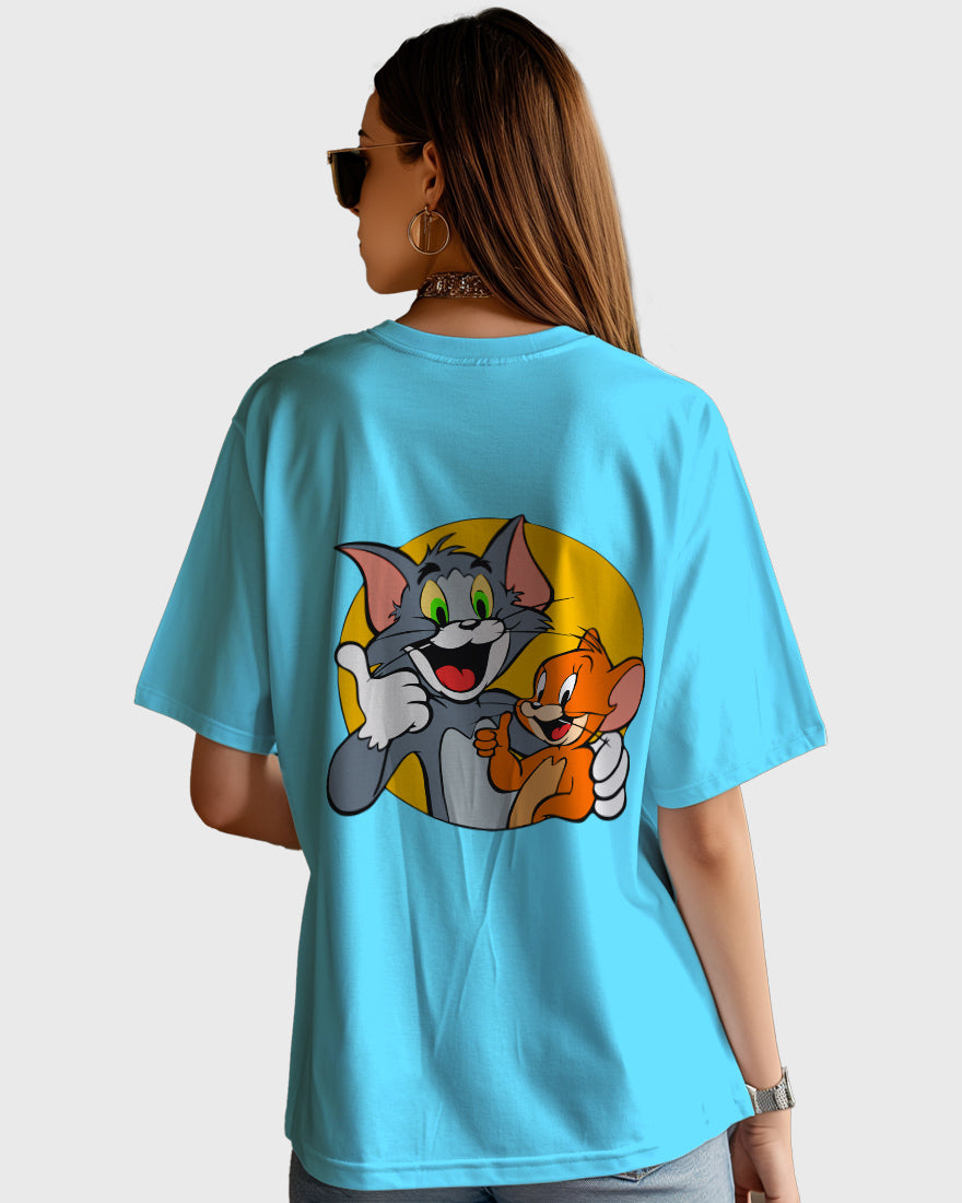 Womens Oversized TShirt Cartoon Tom & Jerry