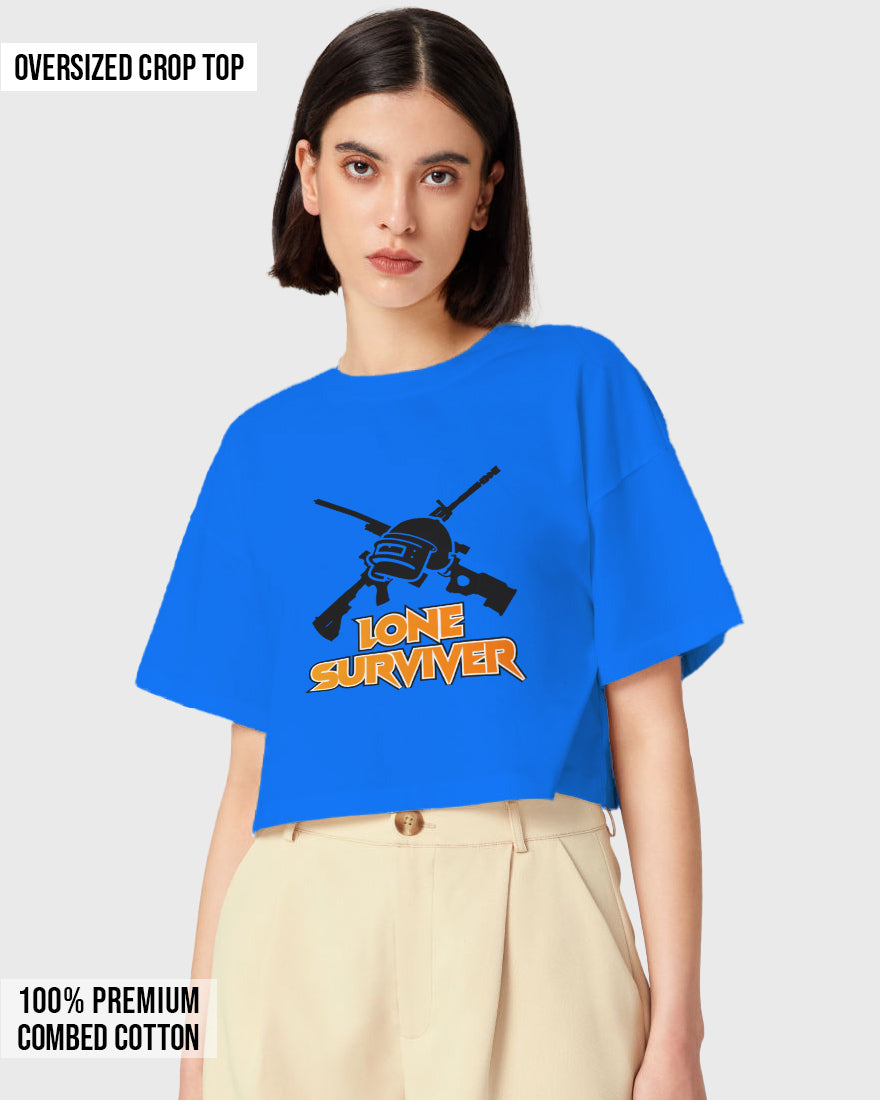 Womens Oversized Cropped TShirt Gaming Pubg 2