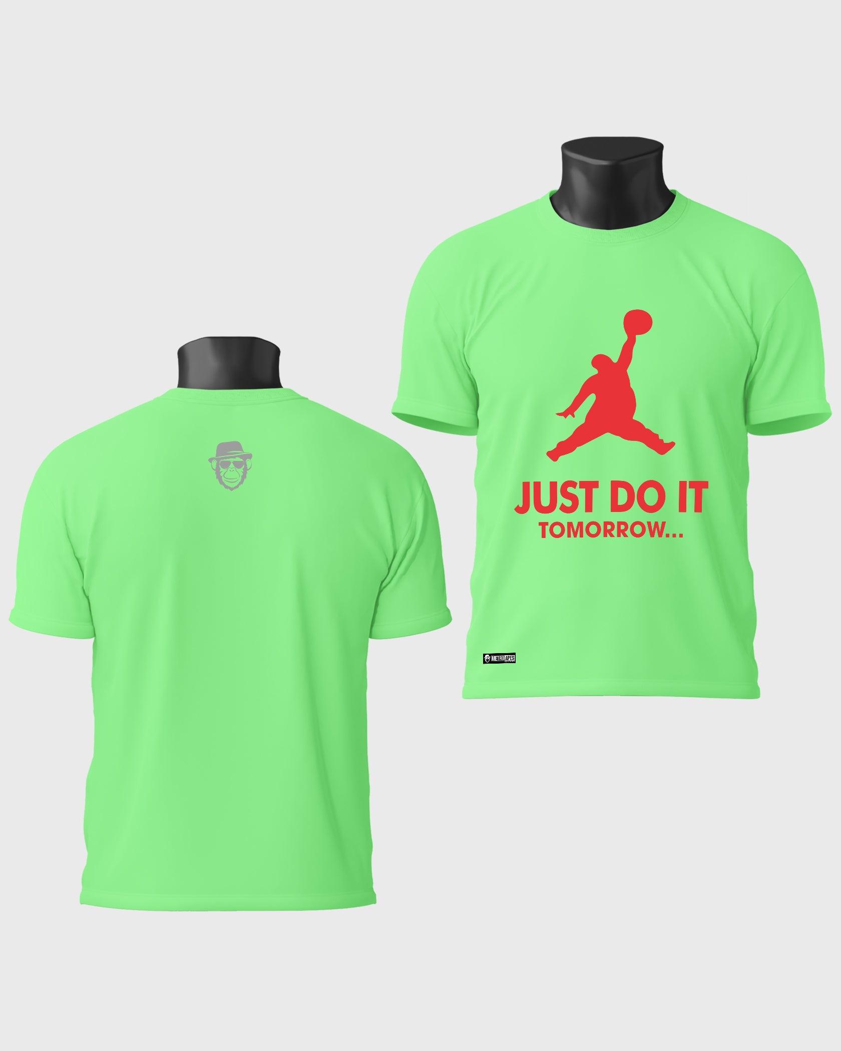 Mens T-Shirt Funky Logo Spoofs Just Do It Tomorrow - Metro Apes