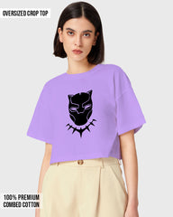 Womens Oversized Cropped TShirt Movies Black Panther Mask