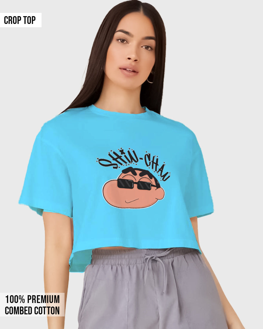 Womens Cropped TShirt Cartoon Sinchan