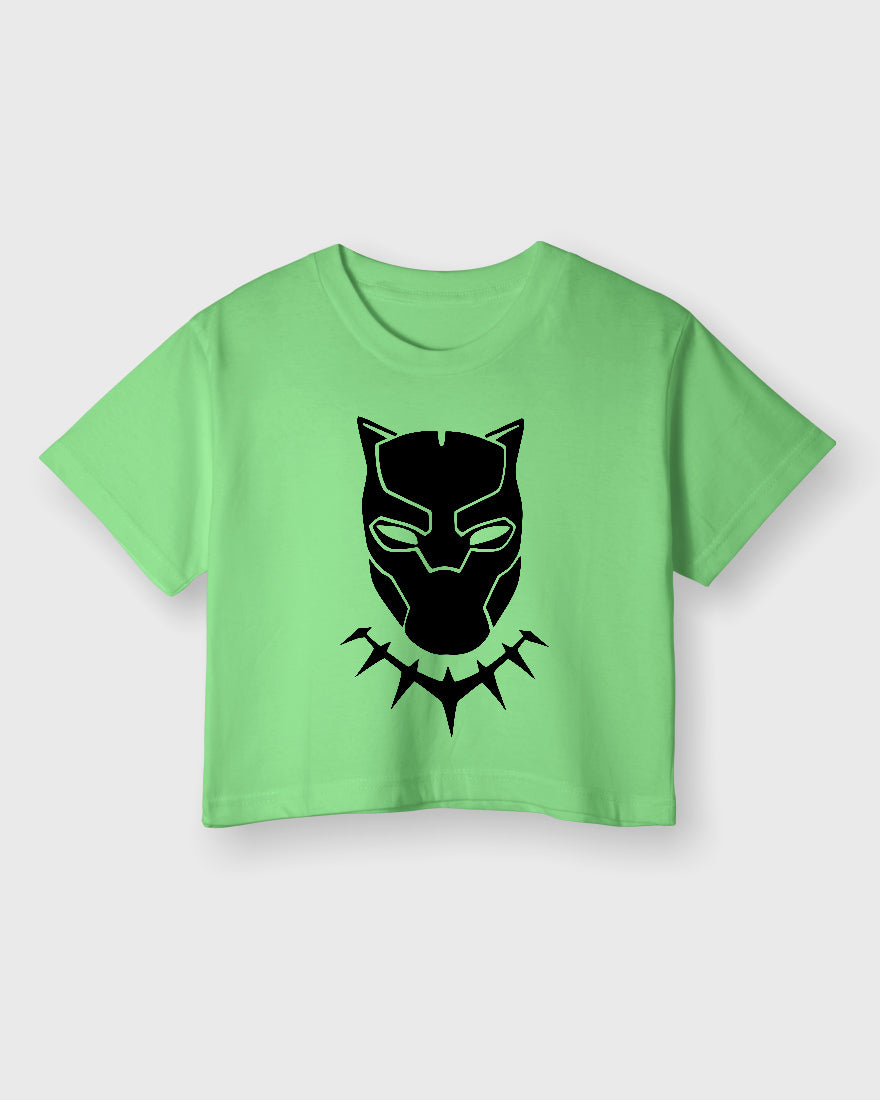 Womens Cropped TShirt Movies Black Panther Mask