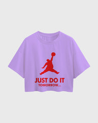 Womens Oversized Cropped TShirt Funky Just Do It