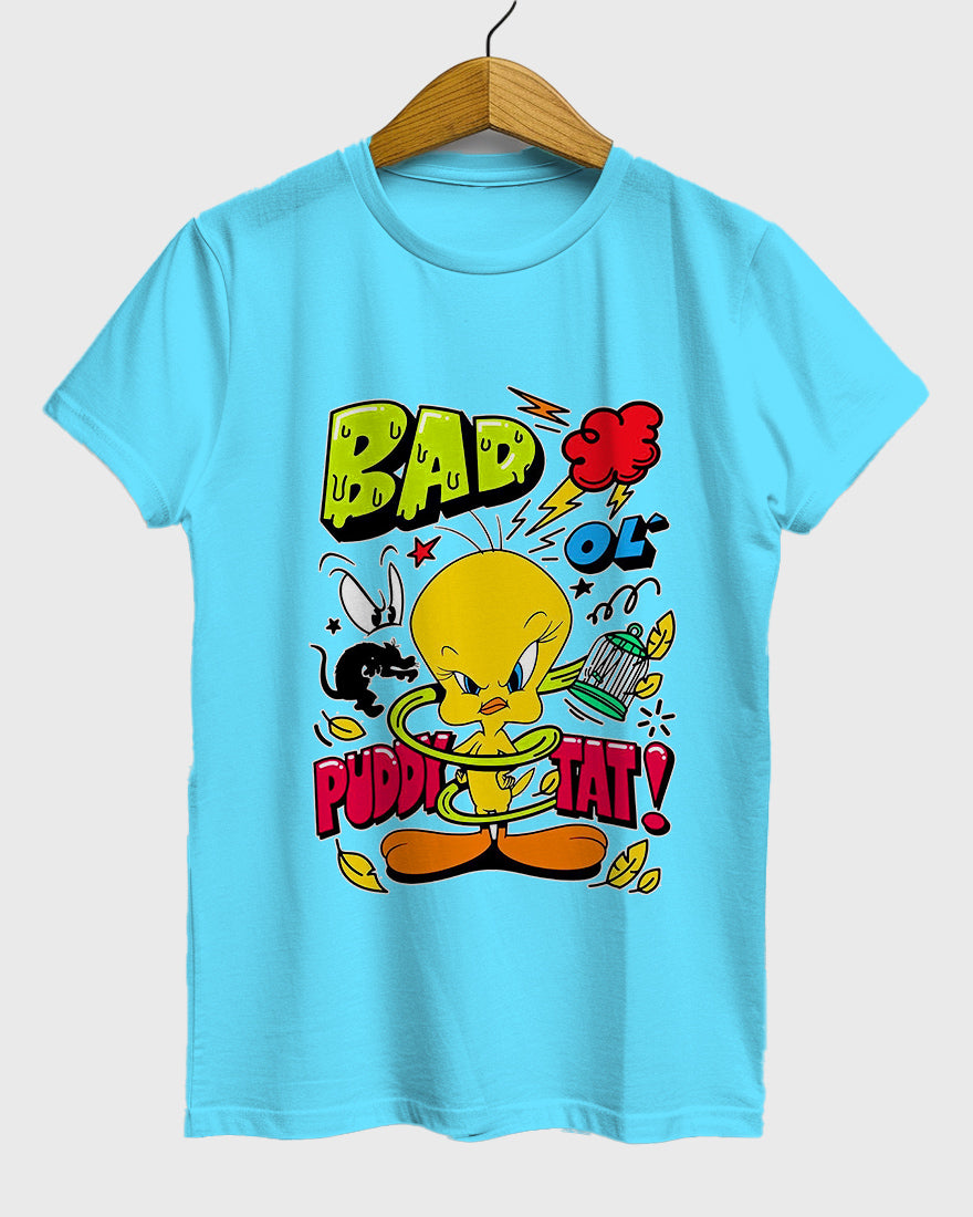 Womens Relaxed Fit TShirt Cartoon Angry Tweety