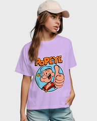 Womens Relaxed Fit TShirt Cartoon Popeye