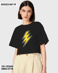 Womens Oversized Cropped TShirt Movies Flash Logo1