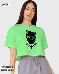 Womens Cropped TShirt Movies Black Panther Mask