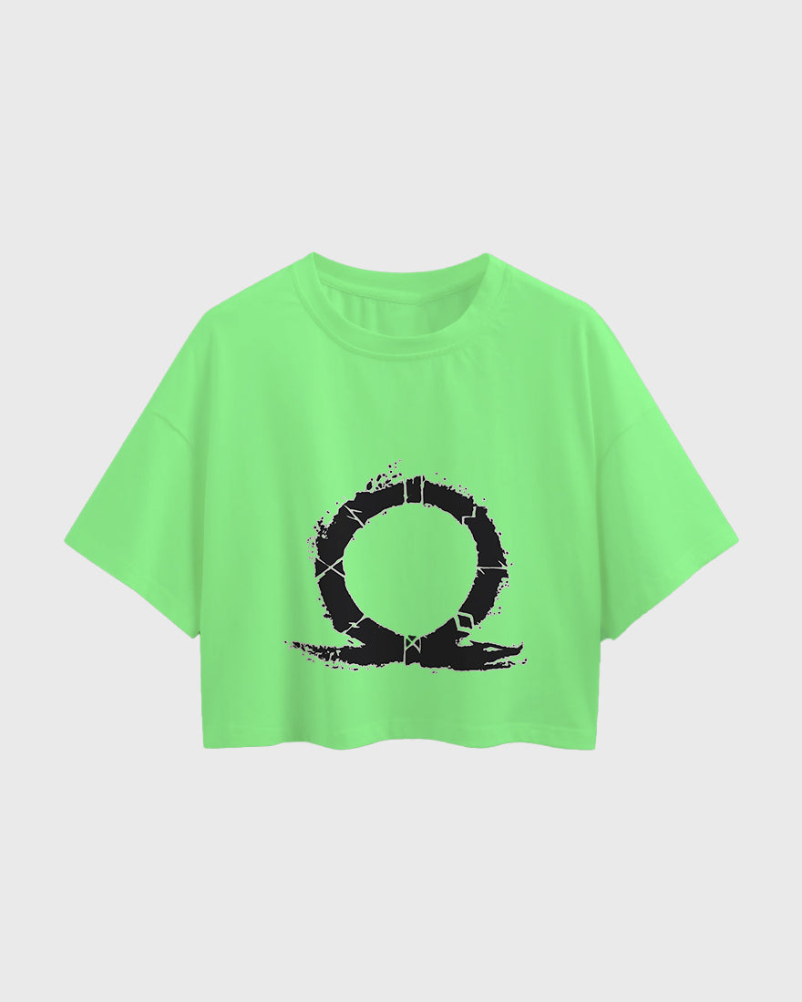 Womens Oversized Cropped TShirt Gaming God Of War Logo