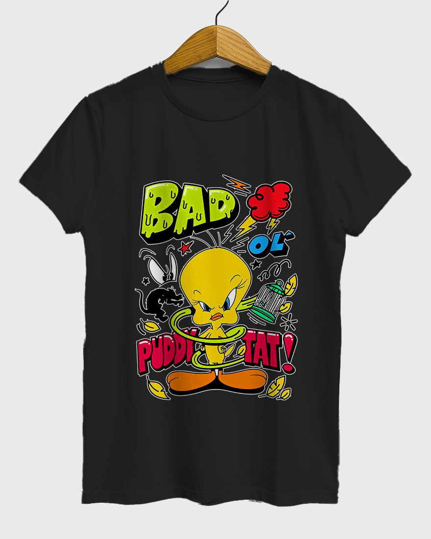 Womens Relaxed Fit TShirt Cartoon Angry Tweety