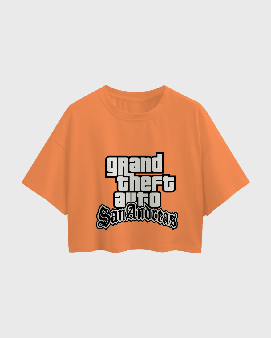 Womens Oversized Cropped TShirt Gaming Gta 3