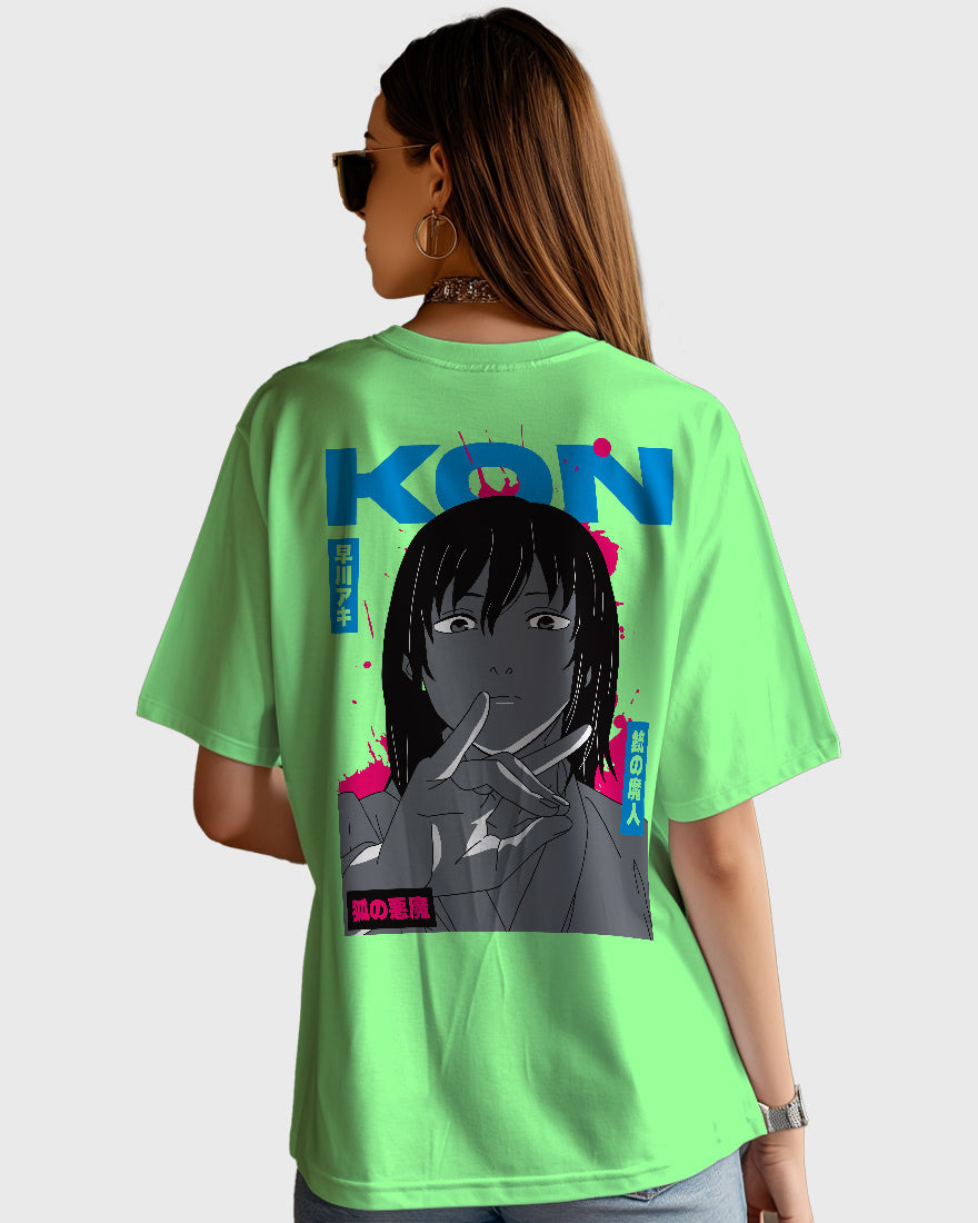 Womens Oversized TShirt Anime Chainsaw Man Kai Kon