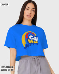 Womens Cropped TShirt Funky Good Vibes