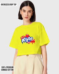 Womens Oversized Cropped TShirt Funky Kiss