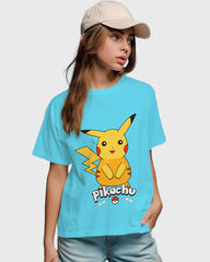 Womens Relaxed Fit TShirt Cartoon Pokeman Pikachu