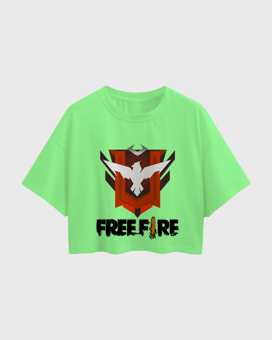 Womens Oversized Cropped TShirt Gaming Free Fire 2