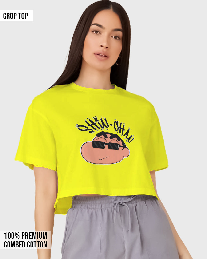 Womens Cropped TShirt Cartoon Sinchan