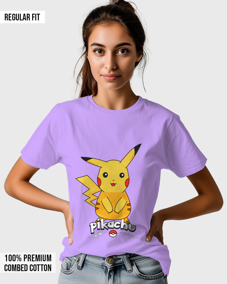 Womens Relaxed Fit TShirt Cartoon Pokeman Pikachu