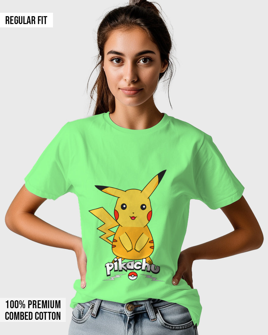 Womens Relaxed Fit TShirt Cartoon Pokeman Pikachu