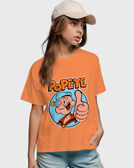 Womens Relaxed Fit TShirt Cartoon Popeye