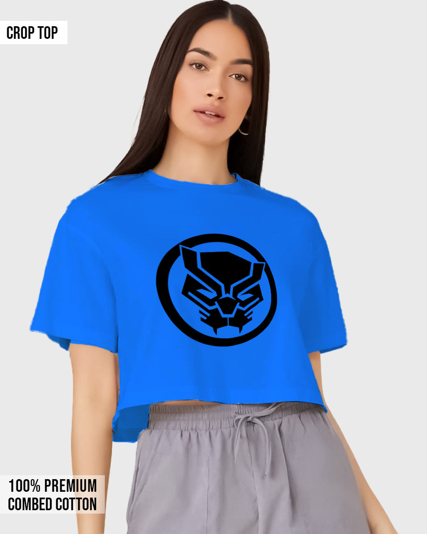 Womens Cropped TShirt Movies Black Panther Logo