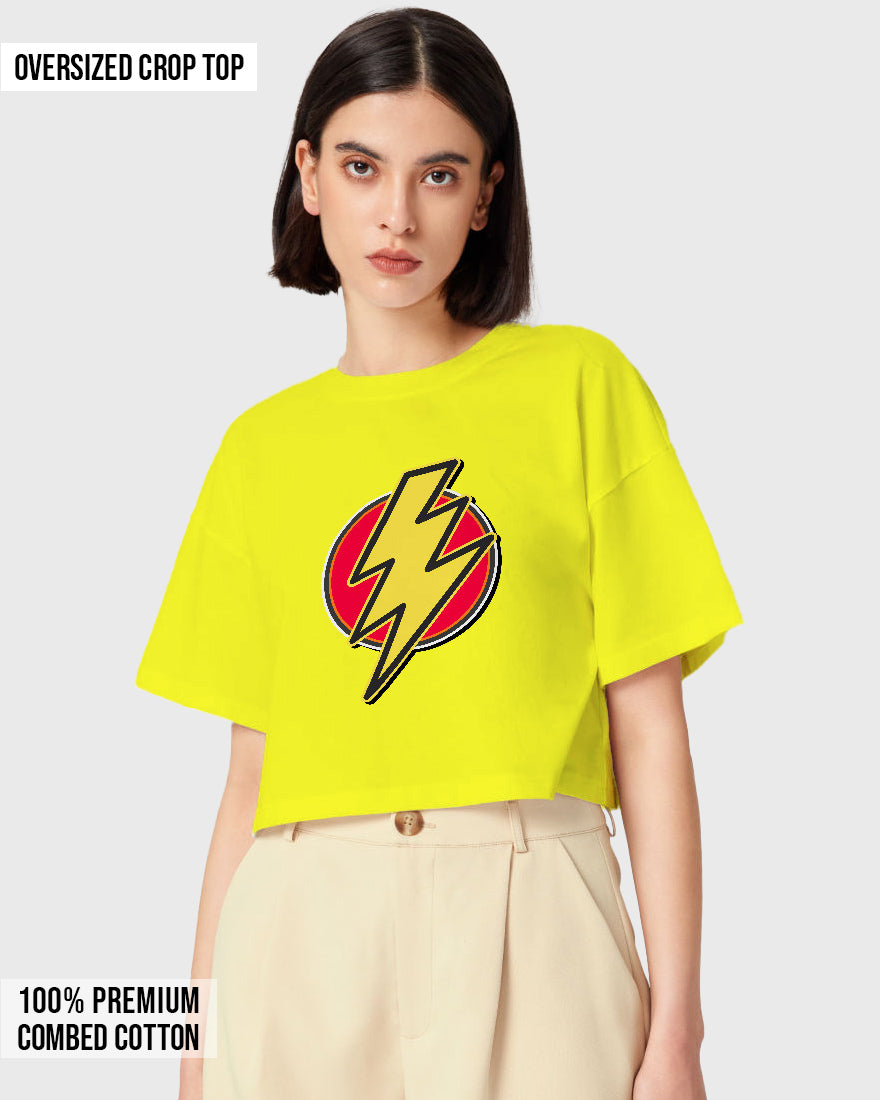 Womens Oversized Cropped TShirt Movies Flash Logo2